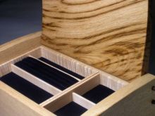 Jewellery chest, burr oak